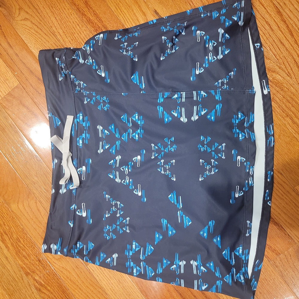 Gray and Blue Patterned Skirt